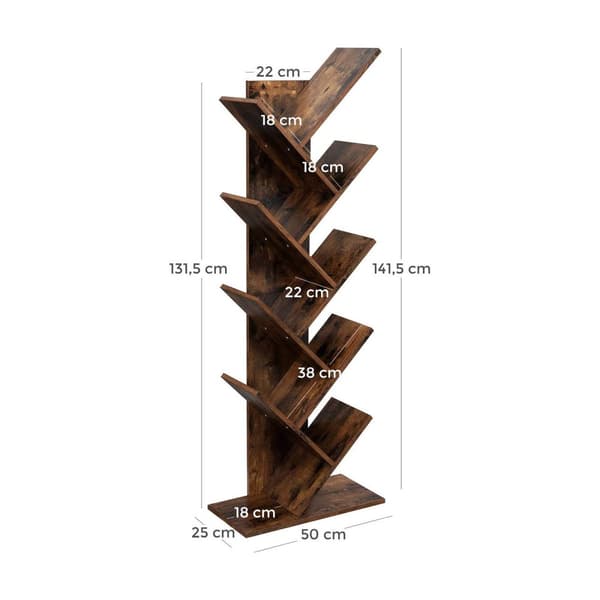 Bokhylla - 8 nivåer - Standing Plank - Book Rack - Brown