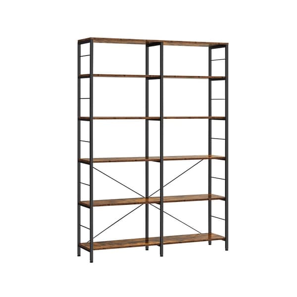 Bokhylla - 6 nivåer - 30 x 120 x 172,5 cm - vintage brun / svart
