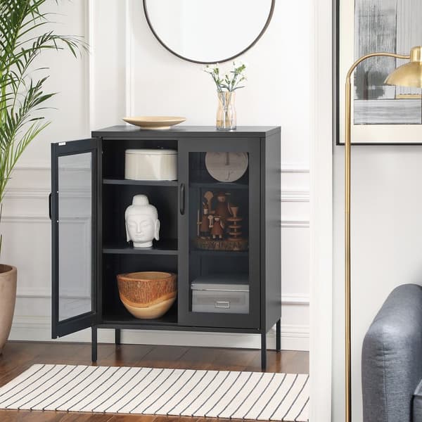 Opbevaringsskab - Stue Cabinet - Døre - Metal - Sort
