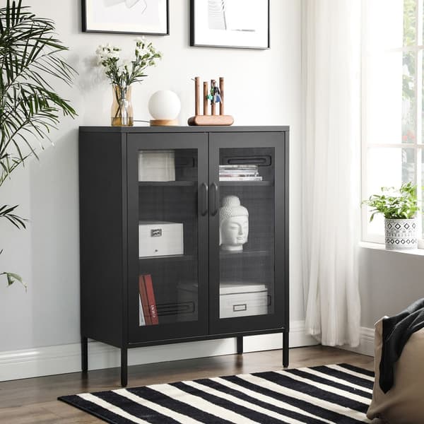 Opbevaringsskab - Stue Cabinet - Døre - Metal - Sort