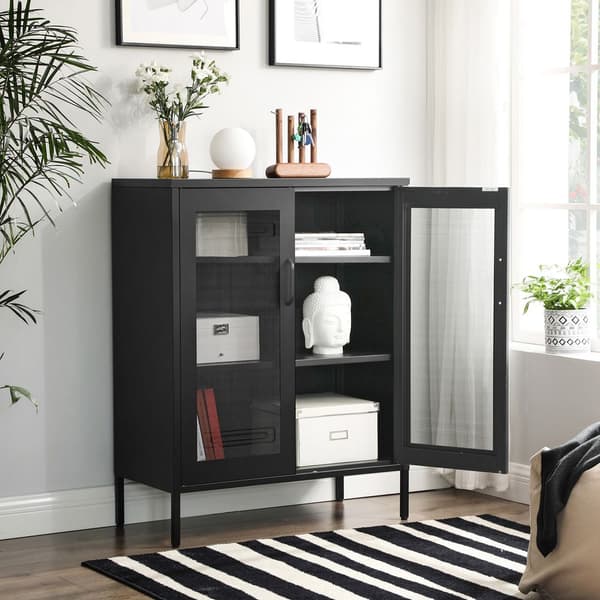 Opbevaringsskab - Stue Cabinet - Døre - Metal - Sort