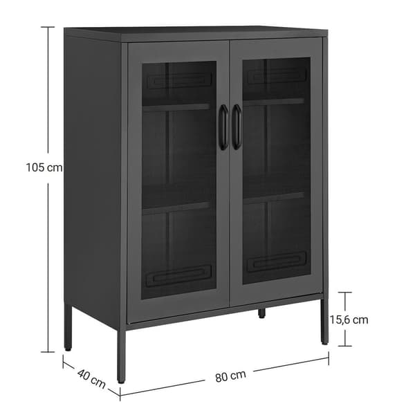 Opbevaringsskab - Stue Cabinet - Døre - Metal - Sort