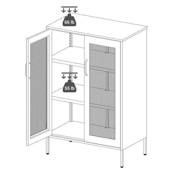Opbevaringsskab - Stue Cabinet - Døre - Metal - Sort