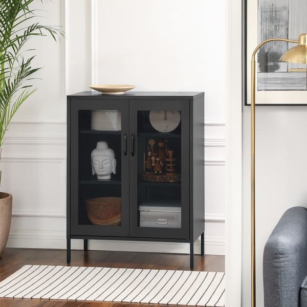 Opbevaringsskab - Stue Cabinet - Døre - Metal - Sort