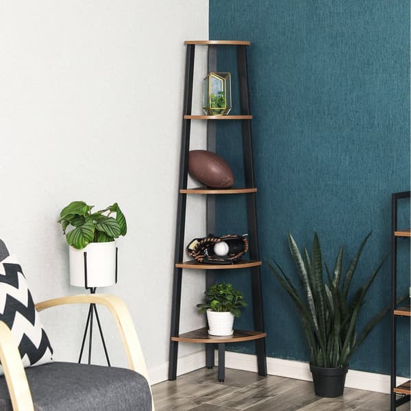 Corner Bokhylla - 5 hyllor - stege rack - Industrial - Metal Frame