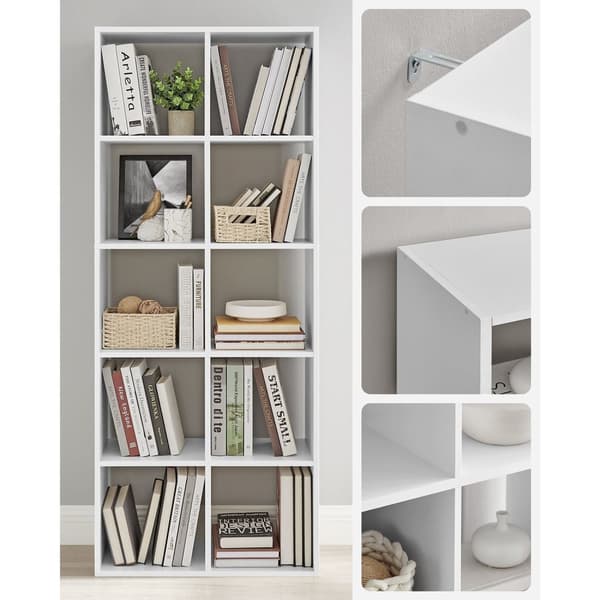 Bogreol - Stue Cabinet - Opbevaringsskaber - med 10 rum - Hvid