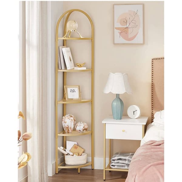 Corner Board - Corner Bookcase - Standing Rack - Med 5 hyllor - Metal Frame