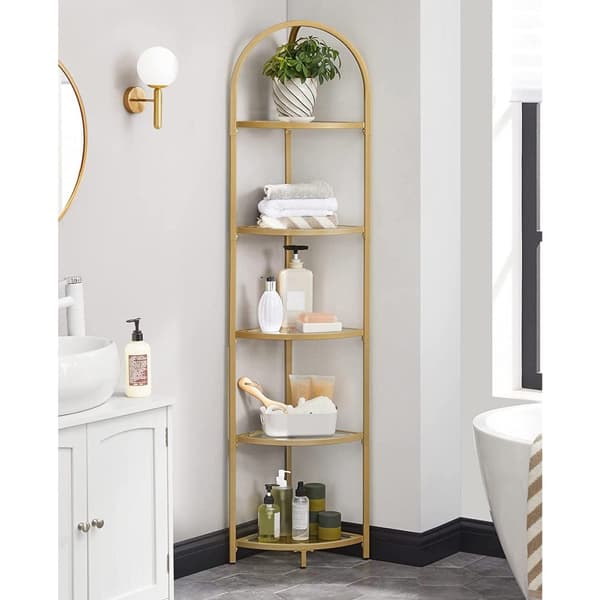 Corner Board - Corner Bookcase - Standing Rack - Med 5 hyllor - Metal Frame