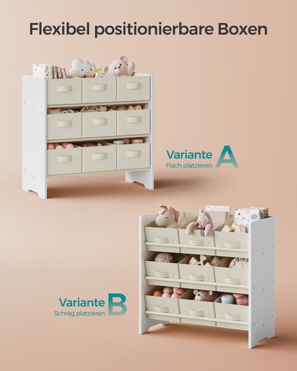 Lastenlauta - 9 säilytyslaatikkoa - valmistettu pilvistä valkoisesta vintage -kankaasta
