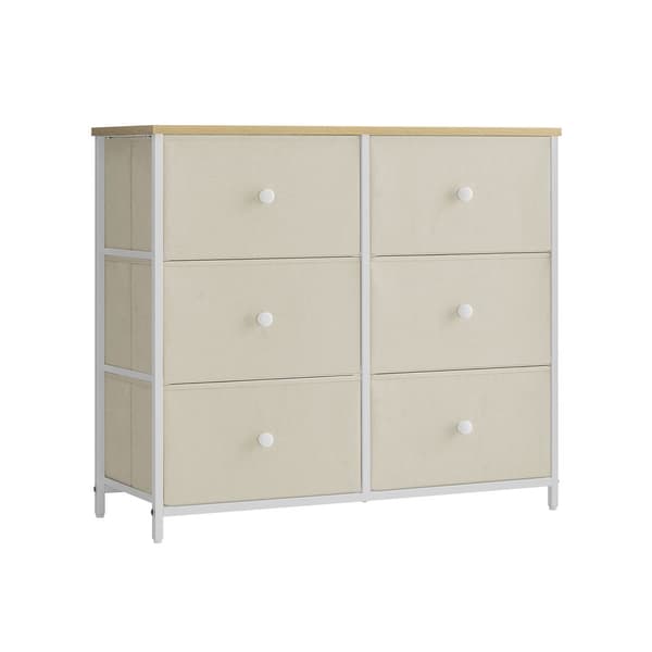 Load Cabinet - Opbevaringsskaber - med 6 stofskuffer - metalramme - beige