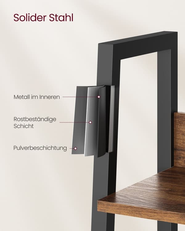 Bokhylla-5 nivå-industriell design-vintage brun-blinkar