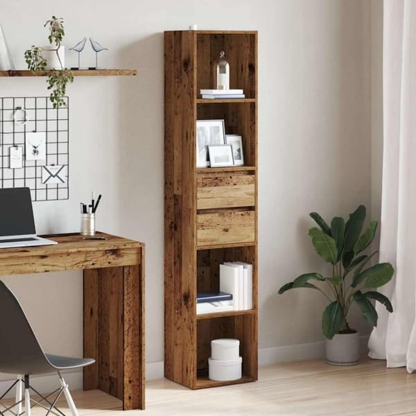 vidaXL Kirjahylly vanhaa puuta 36x30x171 cm lastulevy