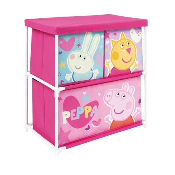 Förvaringshylla - Peppa Pig - Metall - 3 TNT-lådor - Rosa - 50x26x27 cm