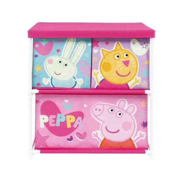 Förvaringshylla - Peppa Pig - Metall - 3 TNT-lådor - Rosa - 50x26x27 cm
