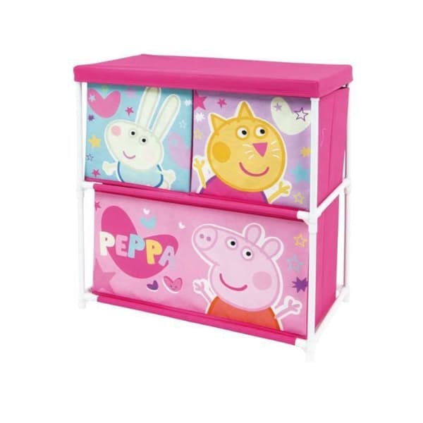 Förvaringshylla - Peppa Pig - Metall - 3 TNT-lådor - Rosa - 50x26x27 cm