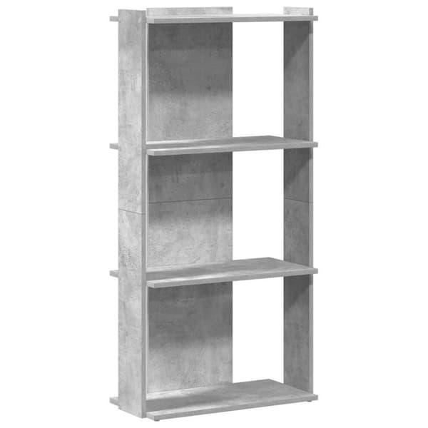 vidaXL kirjahylly 3-kerroksinen betoniharmaa 60x30x120 cm tekninen puu