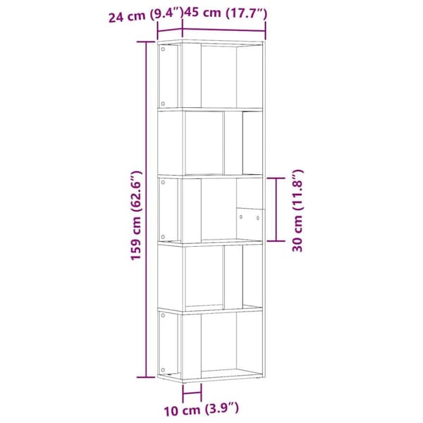 vidaXL Bokhylla artisan ek 45x24x159 cm konstruerat trä