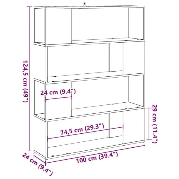 vidaXL bogreol/rumdeler 100x24x124,5 cm kunsteg