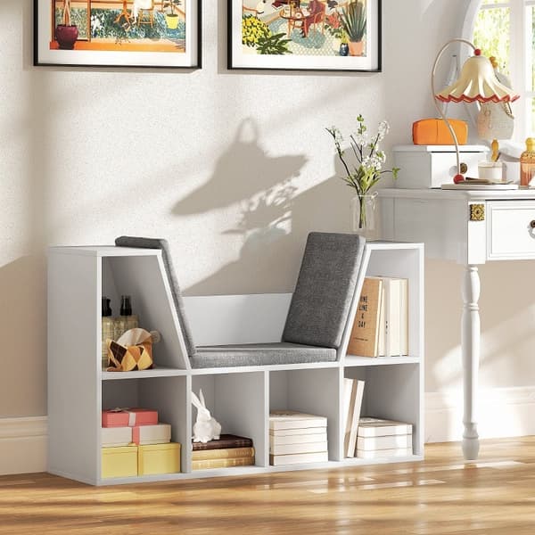 Rootz Bogreol - Bogreol - Opbevaringsenhed - Organiser bøger - 105W x 30D x 63H cm - Seks rum - Komfortable sædehynder