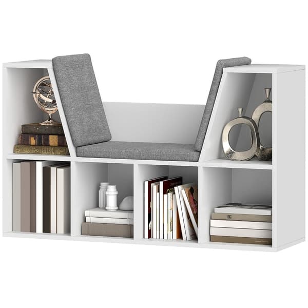 Rootz Bogreol - Bogreol - Opbevaringsenhed - Organiser bøger - 105W x 30D x 63H cm - Seks rum - Komfortable sædehynder