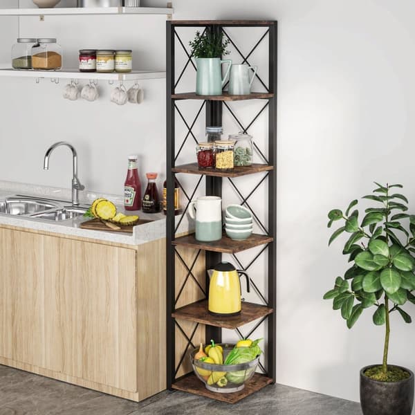 Rootz 6-vånings förvaringshylla - Organizer - Displayställ - Utrymmesbesparande design - 32 cm L x 32 cm B x 180 cm H