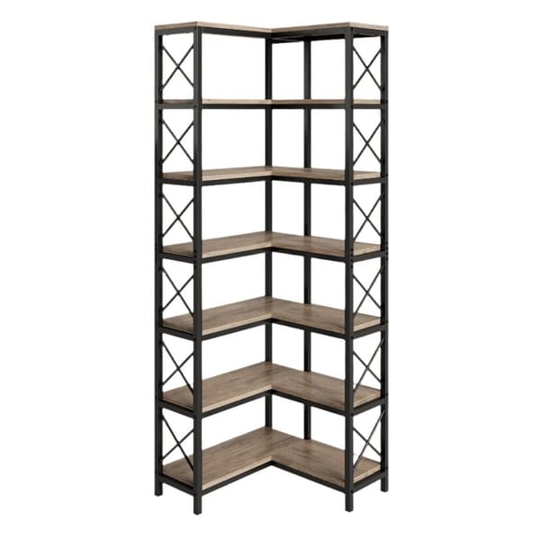 Rootz 7-hylde bogreol - Display stativ - Opbevaringsenhed - Hjørneoptimering - 60 cm L x 60 cm D x 200 cm H