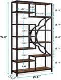 Pikkukuva 4 / 6: Rootzin epäsymmetrinen kirjahylly - näyttöteline - Huoneenjakaja - Suuri kantavuus - 30 cm S x 100 cm L x 190 cm K