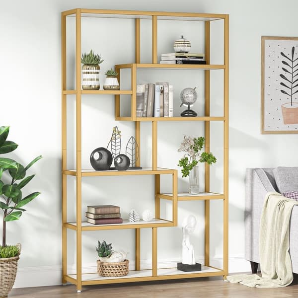 Rootz 8-hylde bogreol - moderne bogreol - Glam displayhylde - 180 cm H x 100 cm B x 30 cm D - Holdbar og stilfuld - Miljøvenlig konstruktion