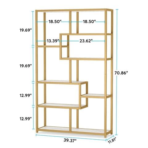 Rootz 8-hylde bogreol - moderne bogreol - Glam displayhylde - 180 cm H x 100 cm B x 30 cm D - Holdbar og stilfuld - Miljøvenlig konstruktion