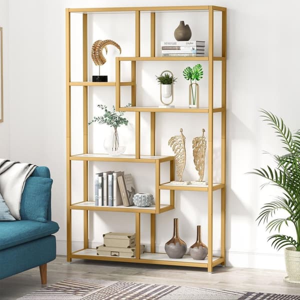 Rootz 8-hylde bogreol - moderne bogreol - Glam displayhylde - 180 cm H x 100 cm B x 30 cm D - Holdbar og stilfuld - Miljøvenlig konstruktion