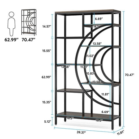 Rootz Contemporary Reol - Bogreol - Opbevaringshylde - Holdbar E1 Træ - 30 cm D x 100 cm B x 179 H