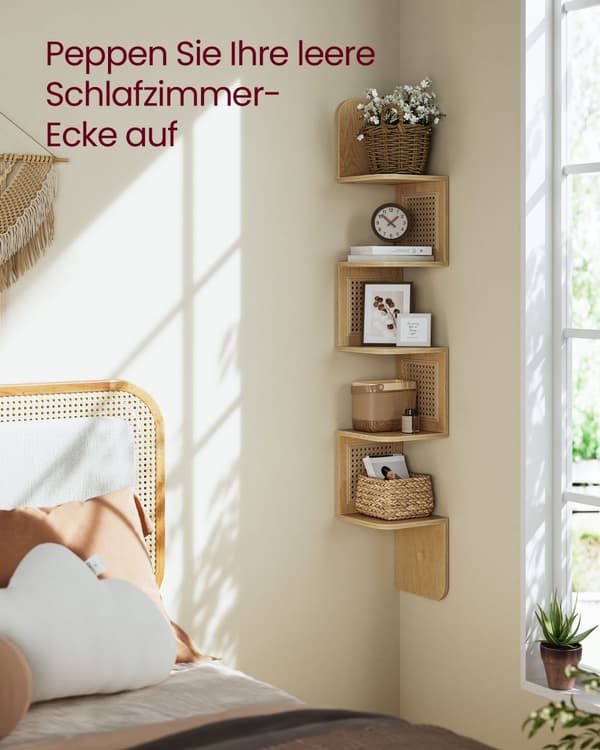Væghylde med 5 niveauer og sidepaneler fra PVC-rotan
