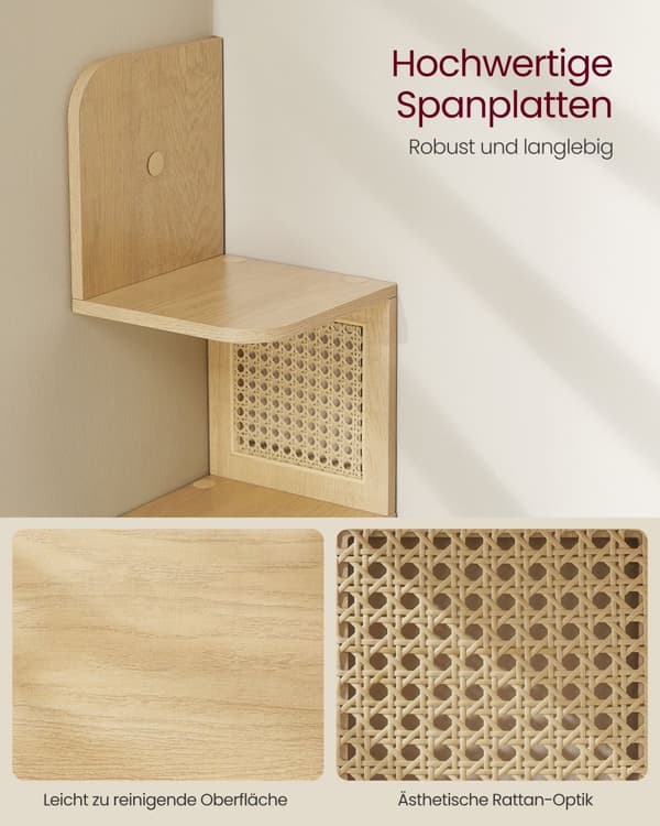 Væghylde med 5 niveauer og sidepaneler fra PVC-rotan