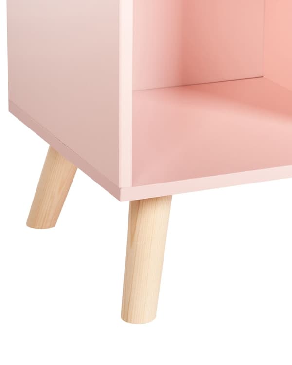 Bokhylla 3 Våningar Pastellrosa Furu Trä MDF Hyllor