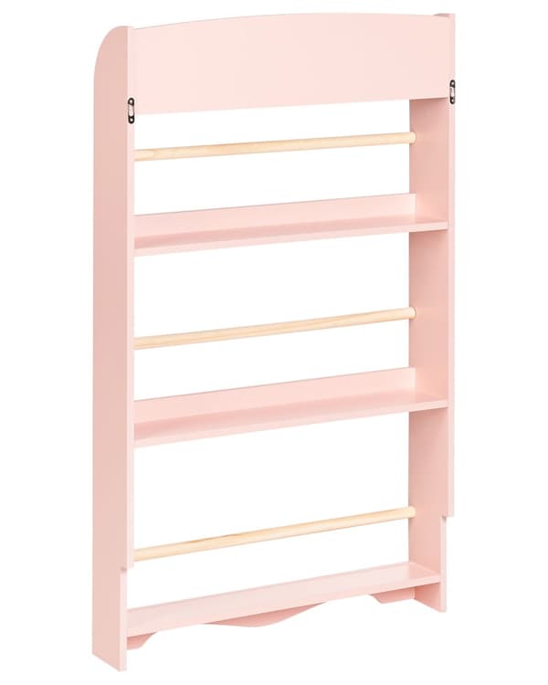 Väggbokhylla Pastellrosa 3 Våningar Furu Trä MDF Barnrum