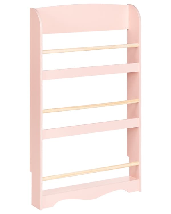 Väggbokhylla Pastellrosa 3 Våningar Furu Trä MDF Barnrum