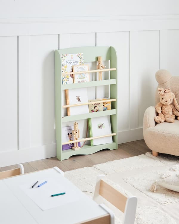 Veggbokhylle Lysegrønn 3-lags Furu Tre MDF Barnerom Moderne Design