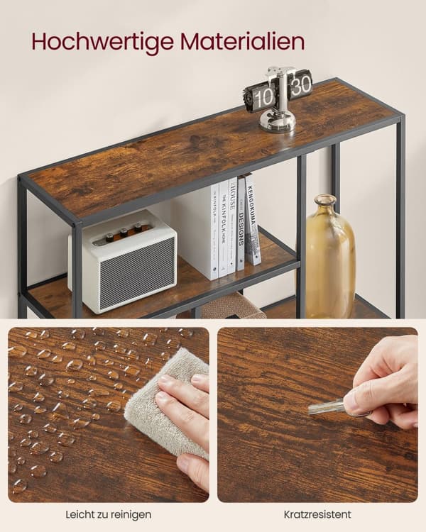 Kirjahylly 4 hyllyllä vintage brown-mustaa