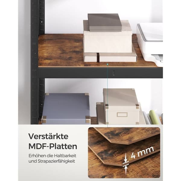 Pysyvä hylly - 40 × 80 × 160 cm - 4 säädettävällä hyllyllä - Vintage Brown -musta