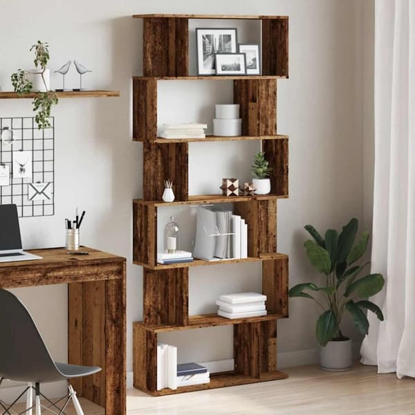 vidaXL bogskab 80x24x192 cm konstrueret træ antikt træ