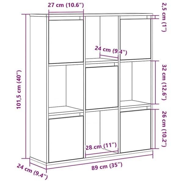 vidaXL Kirjahylly artesaani tammi 89x24x101,5 cm tekninen puu