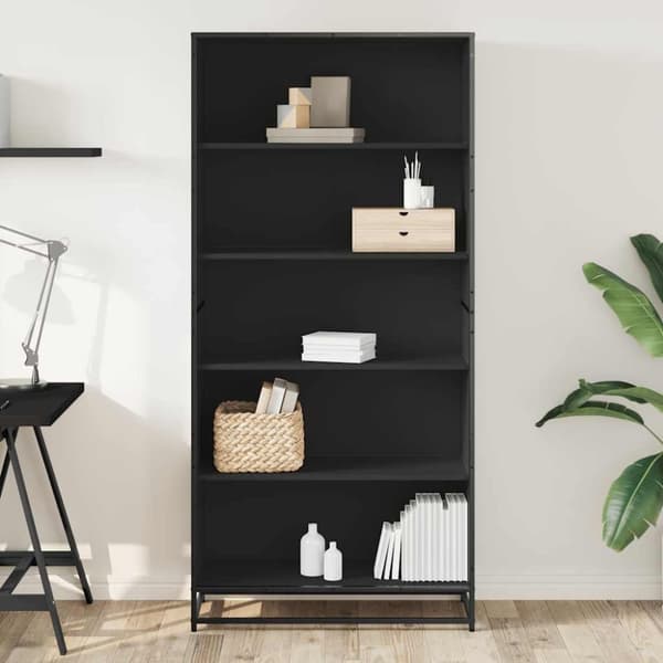 vidaXL bogreol 80,5x35x170,5 cm konstrueret træ sort