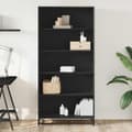 Miniatyrbilde 4 av 11: vidaXL Bokhylle svart 80,5x35x170,5 cm konstruert tre