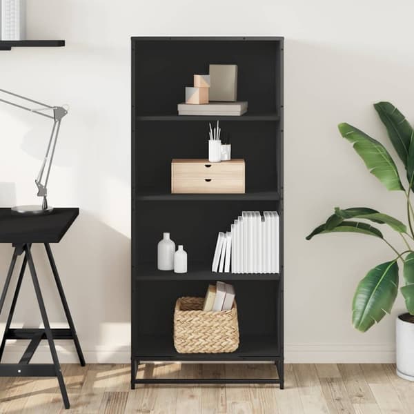 vidaXL Kirjahylly musta 60x35x139 cm tekninen puu