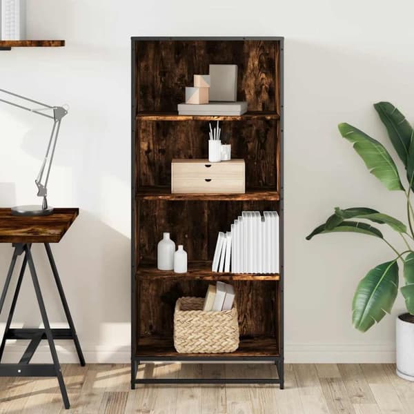 vidaXL bogreol 60x35x139 cm konstrueret træ røget egetræsfarve