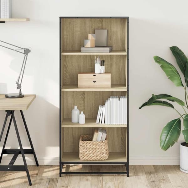 vidaXL Bokhylle sonoma eik 60x35x139 cm konstruert tre