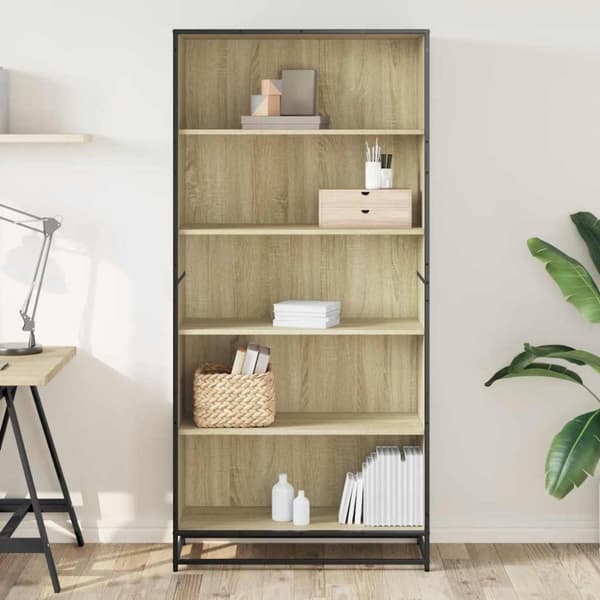 vidaXL bogreol 80,5x35x170,5 cm konstrueret træ sonoma-eg