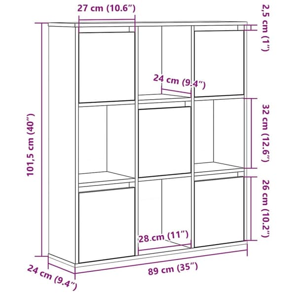 vidaXL bogreol 89x24x101,5 cm konstrueret træ sonoma-eg