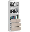 Miniatyrbillede 2 af 7: KONTORREOL R 60 cm CLP 3 SKUFFE 2 HYLLER HVID / CAPPUCCINO GLANSET