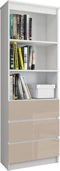 Miniatyrbillede 1 af 7: KONTORREOL R 60 cm CLP 3 SKUFFE 2 HYLLER HVID / CAPPUCCINO GLANSET